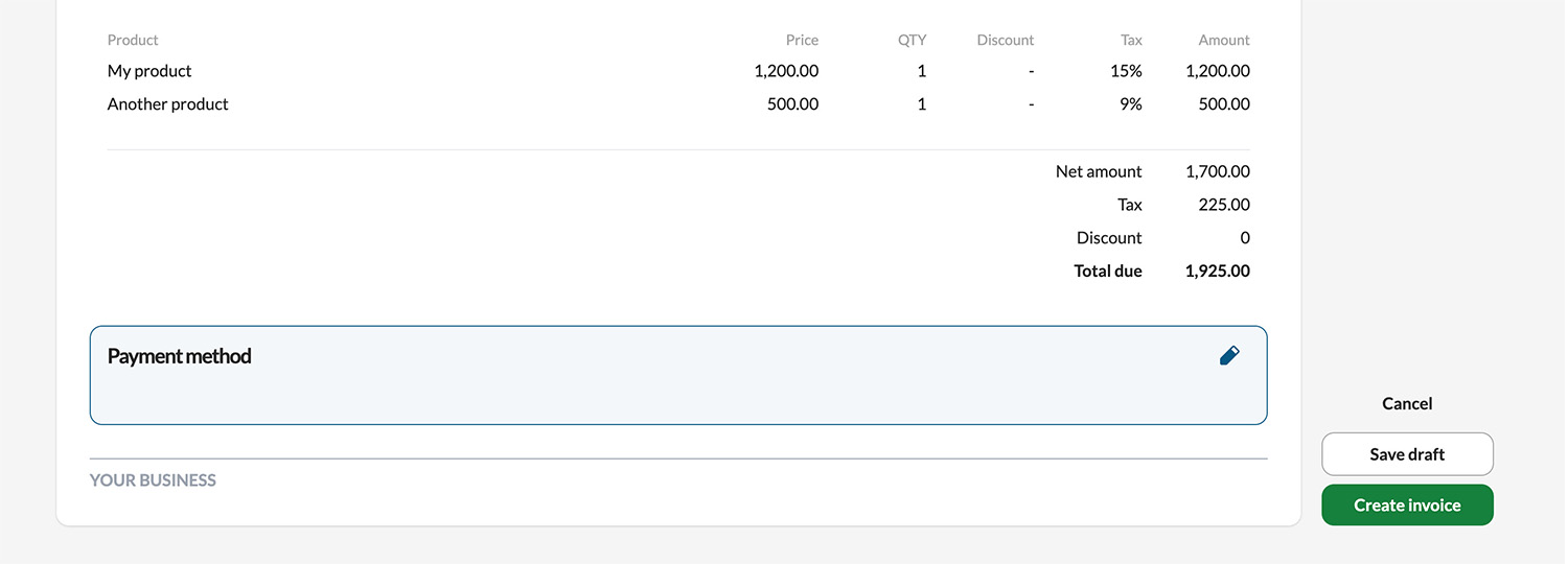 Creating a tax invoice