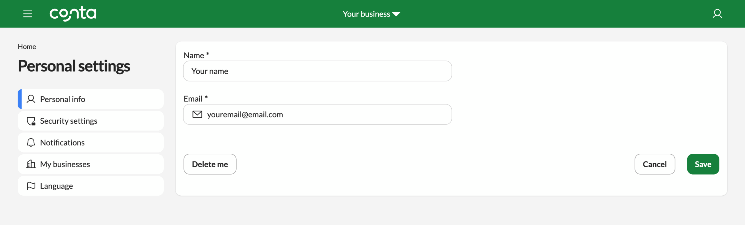 Editing your personal info, your name and your email address
