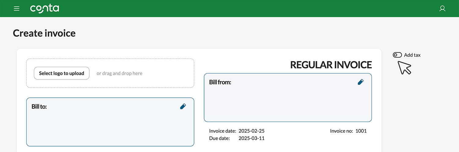 Turning tax off on invoice