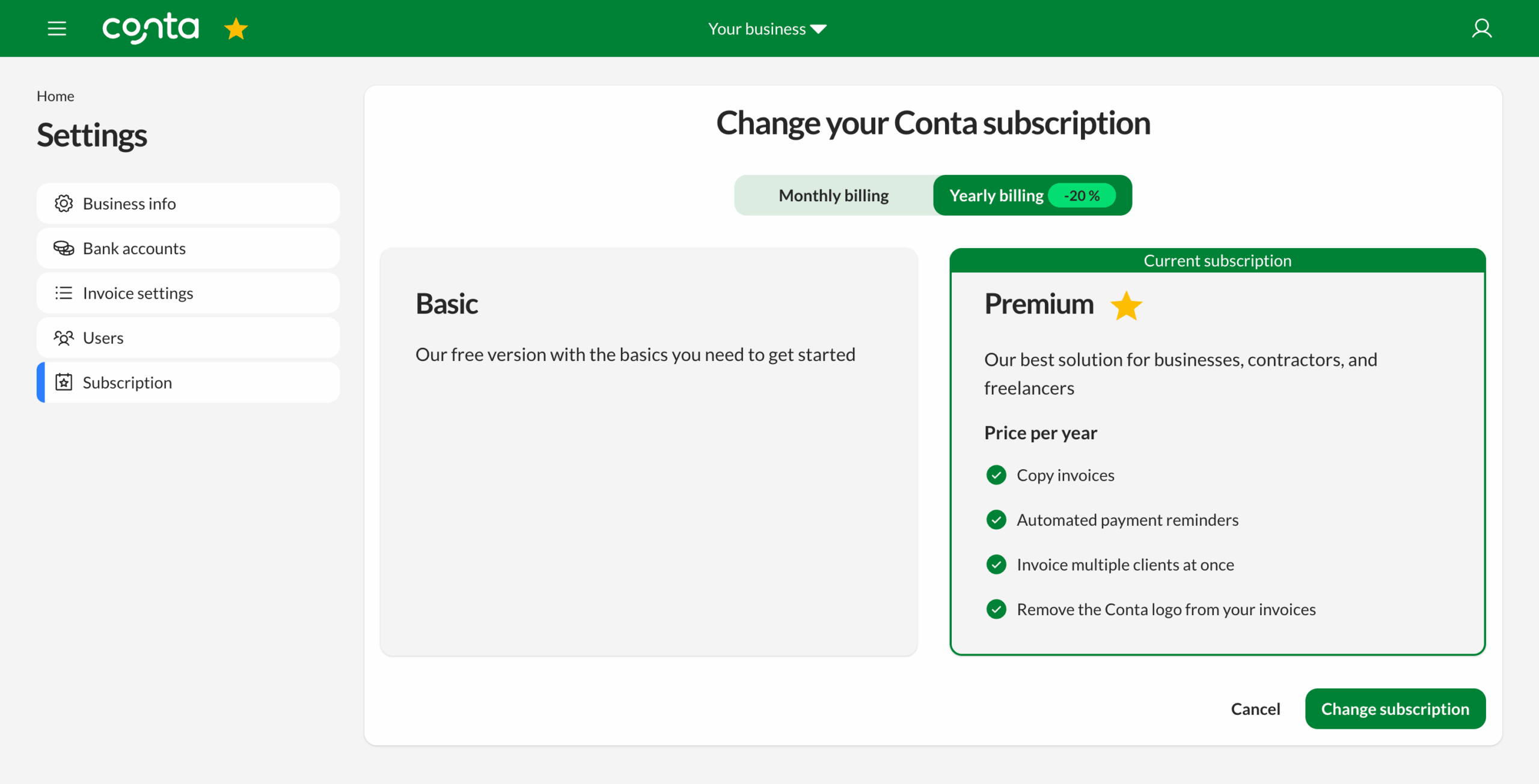 Changing your billing frequency