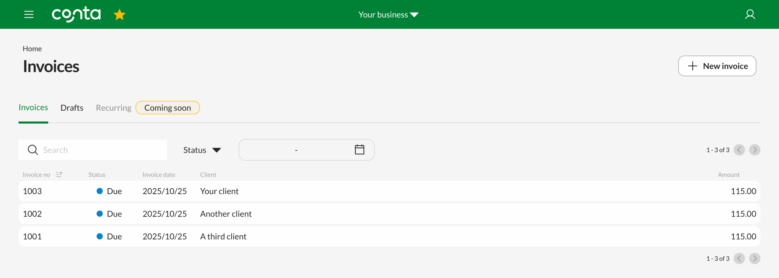 The invoice overview for a premium user